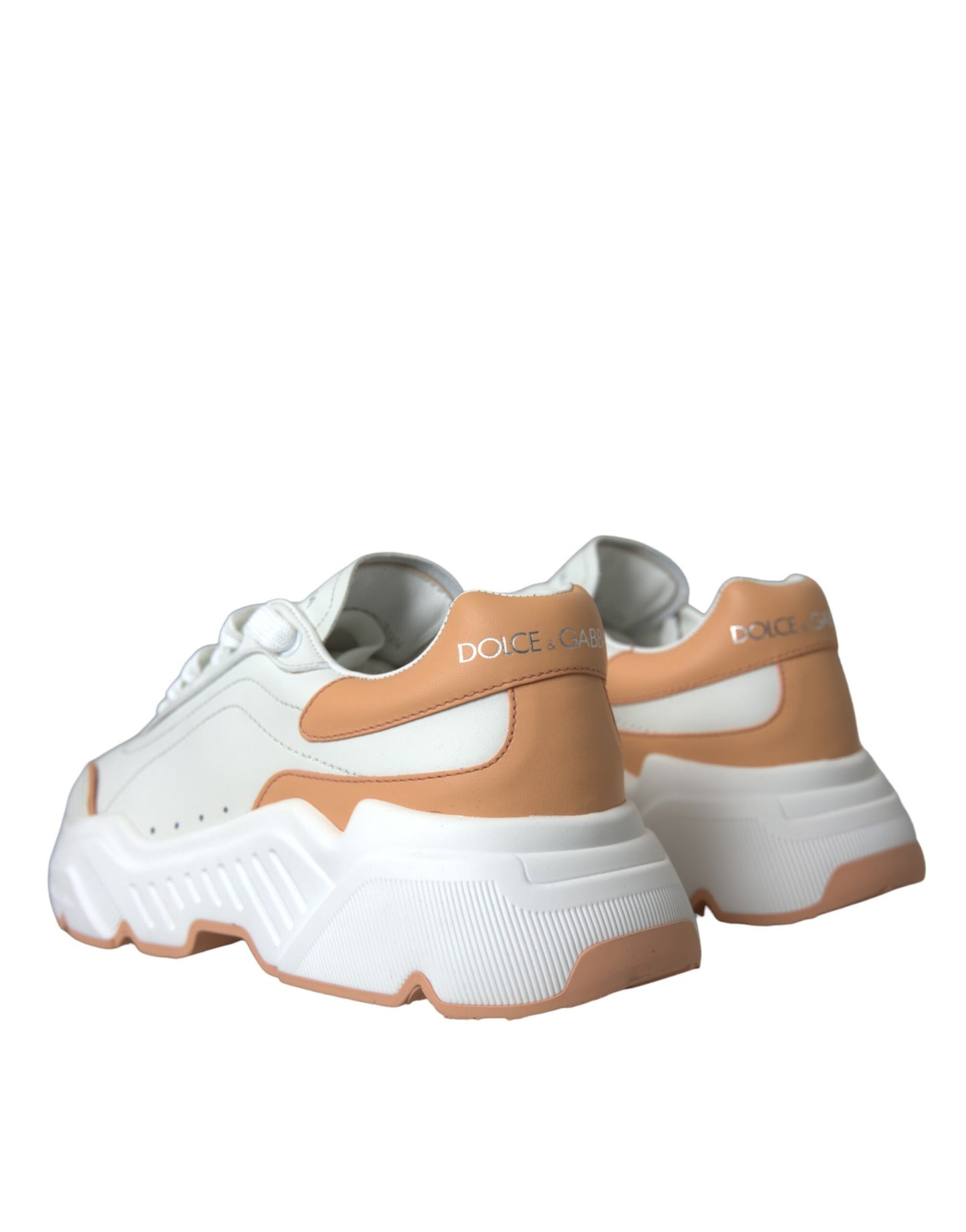 Dolce &amp; Gabbana Zapatos deportivos de cuero DAYMASTER color melocotón blanco