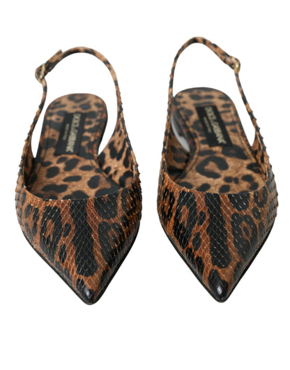 Dolce &amp; Gabbana Zapatos destalonados de piel exótica de leopardo marrón