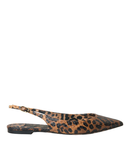 Dolce &amp; Gabbana Zapatos destalonados de piel exótica de leopardo marrón
