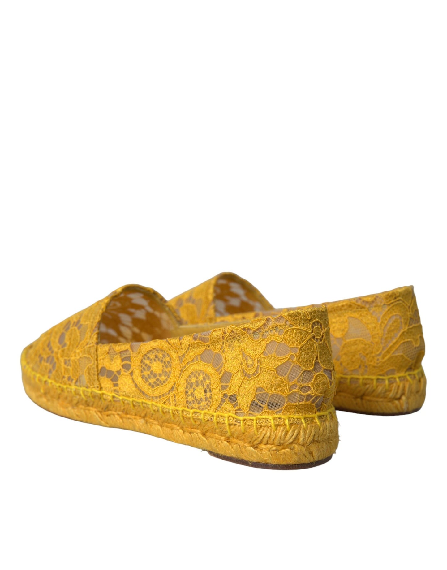 Dolce &amp; Gabbana Mocasines de alpargata de encaje Taormina amarillos Zapatos planos
