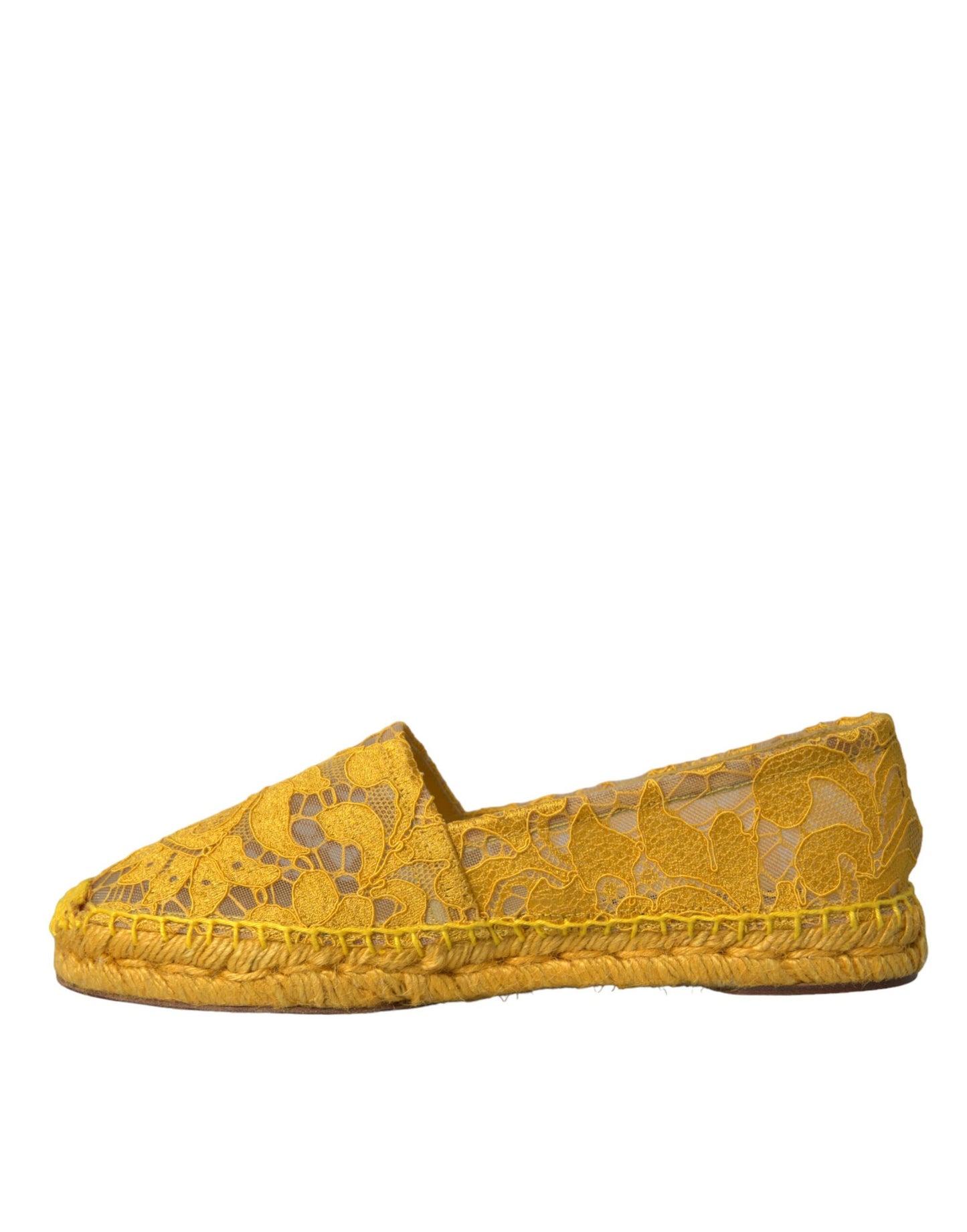 Dolce &amp; Gabbana Mocasines de alpargata de encaje Taormina amarillos Zapatos planos