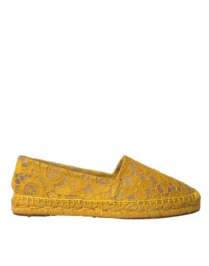 Dolce &amp; Gabbana Mocasines de alpargata de encaje Taormina amarillos Zapatos planos