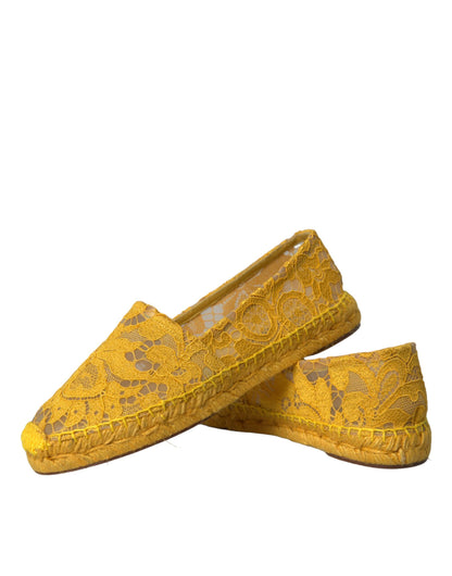 Dolce &amp; Gabbana Mocasines de alpargata de encaje Taormina amarillos Zapatos planos