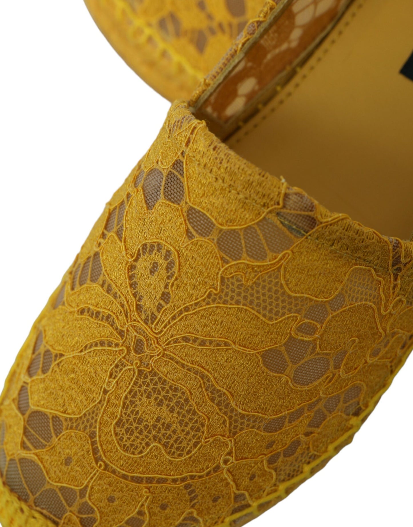Dolce &amp; Gabbana Mocasines de alpargata de encaje Taormina amarillos Zapatos planos