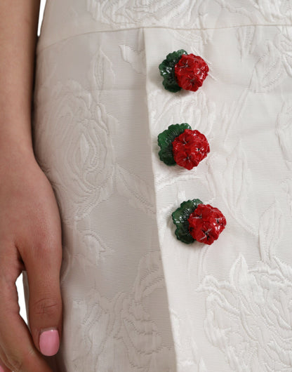 Dolce &amp; Gabbana Minifalda con adornos de brocado floral blanco