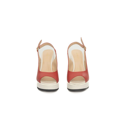 Cerruti 1881 Red Calfskin Women Sandal