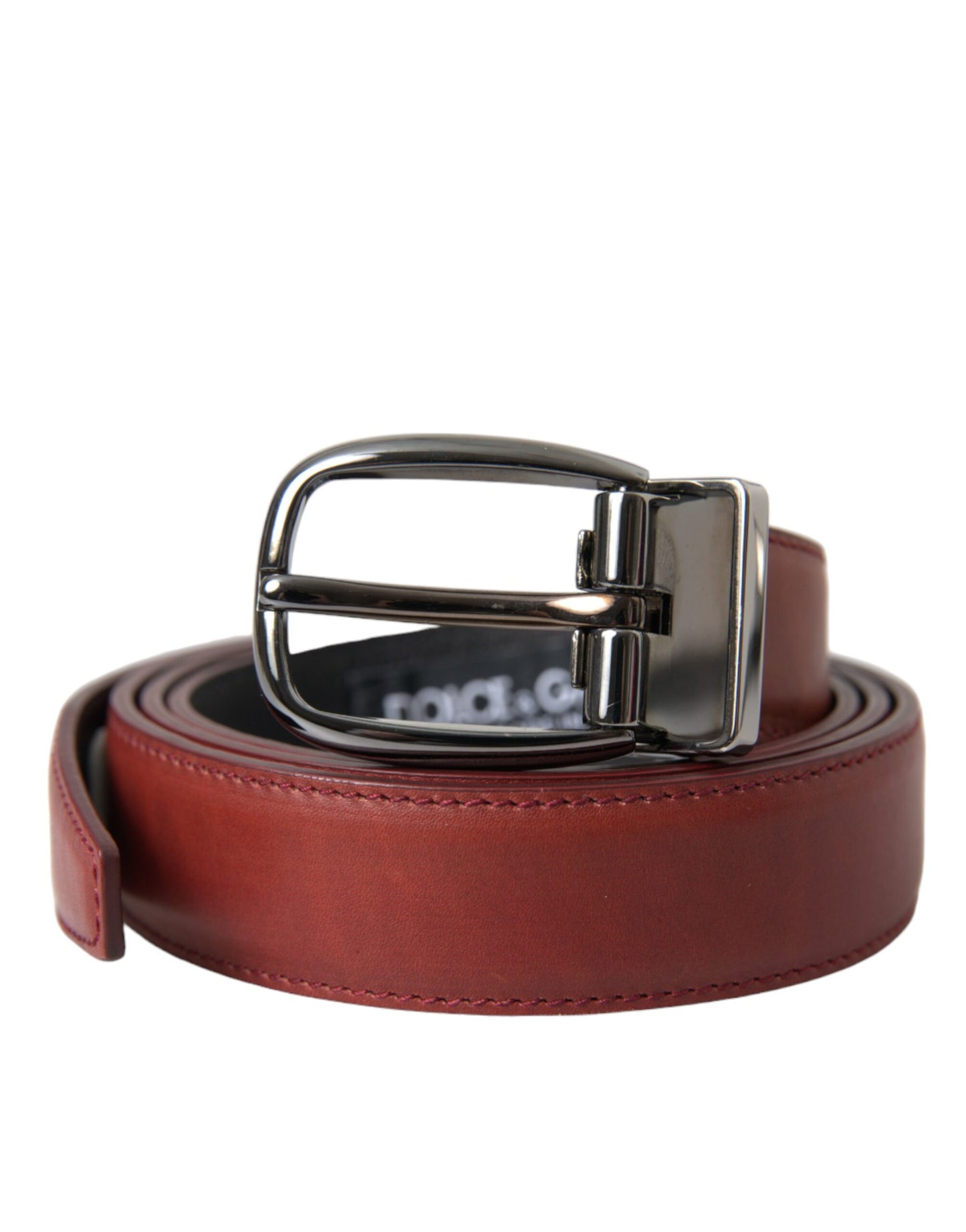 Dolce &amp; Gabbana Cinturón Con Hebilla De Metal Plateado De Cuero Marrón Hombre