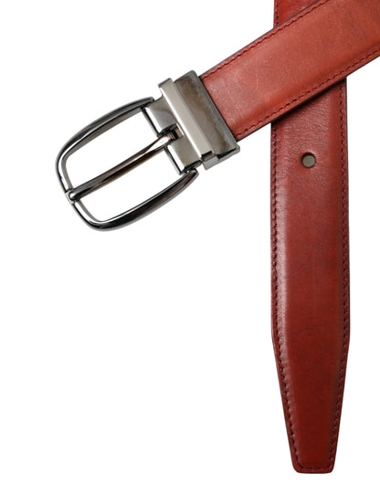 Dolce &amp; Gabbana Cinturón Con Hebilla De Metal Plateado De Cuero Marrón Hombre