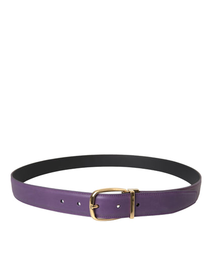 Dolce &amp; Gabbana Cinturón Con Hebilla De Metal Dorado De Cuero Púrpura Hombre