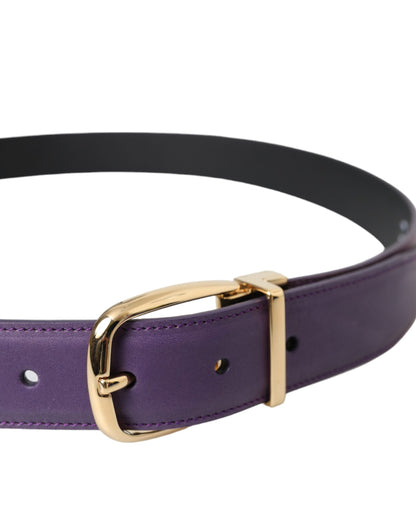 Dolce &amp; Gabbana Cinturón Con Hebilla De Metal Dorado De Cuero Púrpura Hombre