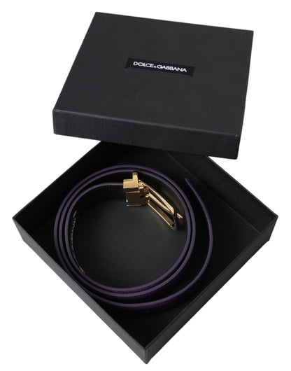 Dolce &amp; Gabbana Cinturón Con Hebilla De Metal Dorado De Cuero Púrpura Hombre