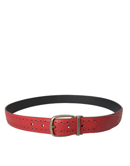 Dolce &amp; Gabbana Cinturón Rojo De Piel Perforada Con Hebilla De Metal Hombre