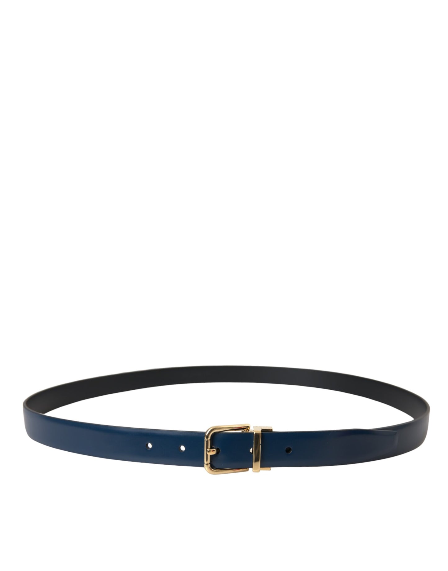 Dolce &amp; Gabbana Cinturón De Piel De Becerro Azul Con Hebilla De Metal Dorado Hombre