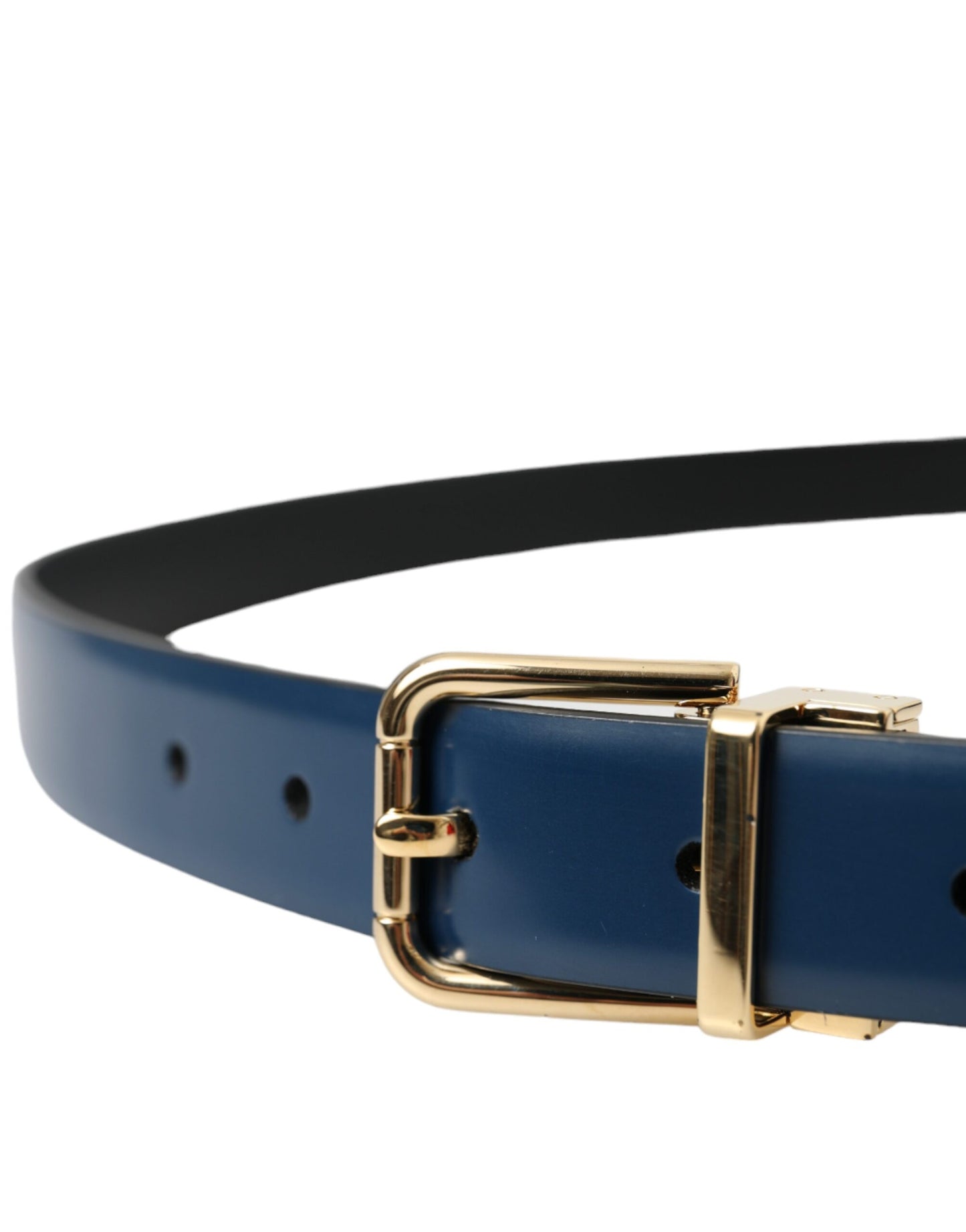Dolce &amp; Gabbana Cinturón De Piel De Becerro Azul Con Hebilla De Metal Dorado Hombre