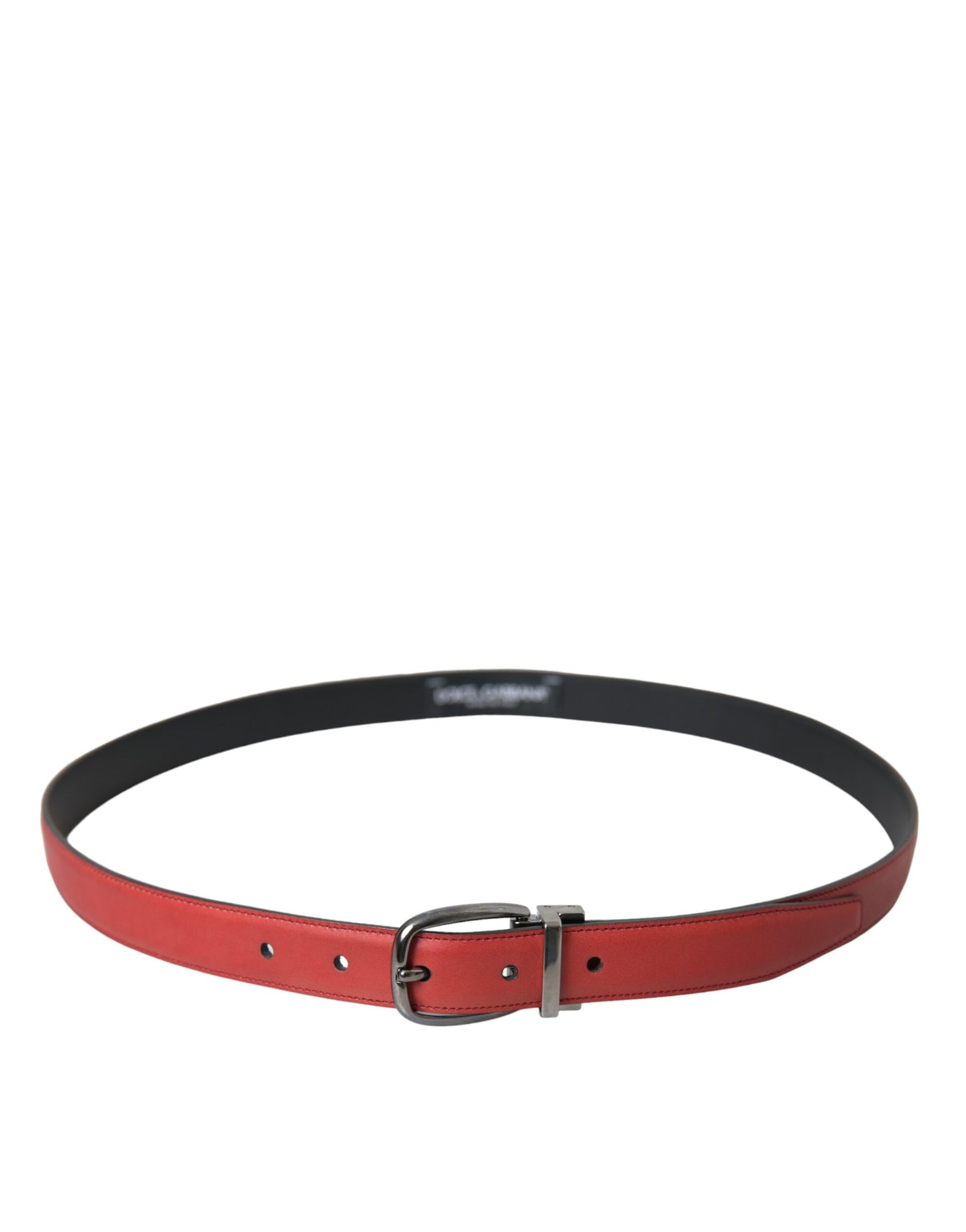 Dolce &amp; Gabbana Cinturón De Cuero Rojo Con Hebilla De Metal Plateado Hombre