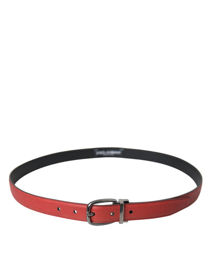 Dolce &amp; Gabbana Cinturón De Cuero Rojo Con Hebilla De Metal Plateado Hombre