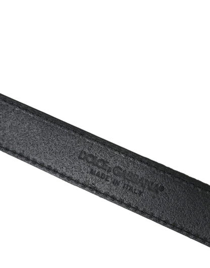 Dolce &amp; Gabbana Cinturón con hebilla de metal plateado con rayas jacquard negras