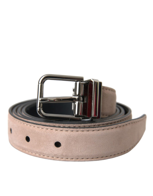 Dolce &amp; Gabbana Cinturón Con Hebilla Plateada De Piel De Ante Beige Hombre