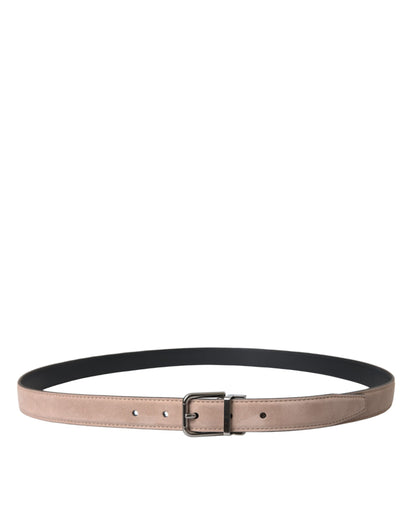 Dolce &amp; Gabbana Cinturón Con Hebilla Plateada De Piel De Ante Beige Hombre