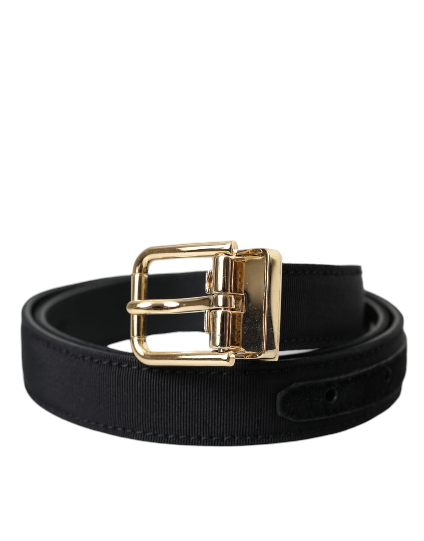 Dolce &amp; Gabbana Cinturón Grosgrain Negro Con Hebilla De Metal Dorado Hombre