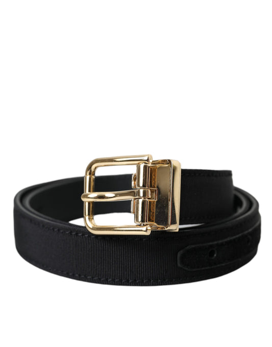 Dolce &amp; Gabbana Cinturón Grosgrain Negro Con Hebilla De Metal Dorado Hombre
