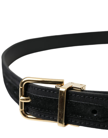 Dolce &amp; Gabbana Cinturón Grosgrain Negro Con Hebilla De Metal Dorado Hombre