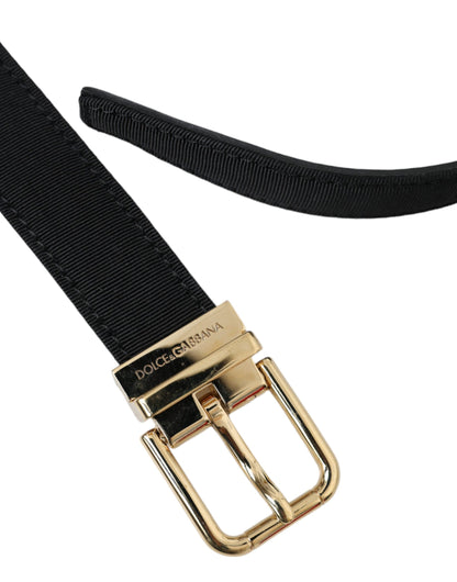 Dolce &amp; Gabbana Cinturón Grosgrain Negro Con Hebilla De Metal Dorado Hombre