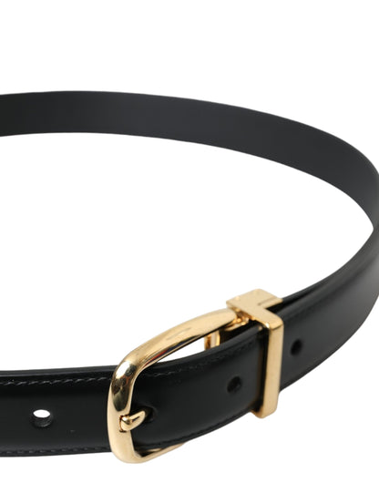 Ceinture Dolce &amp; Gabbana en cuir de veau noir avec boucle en métal doré