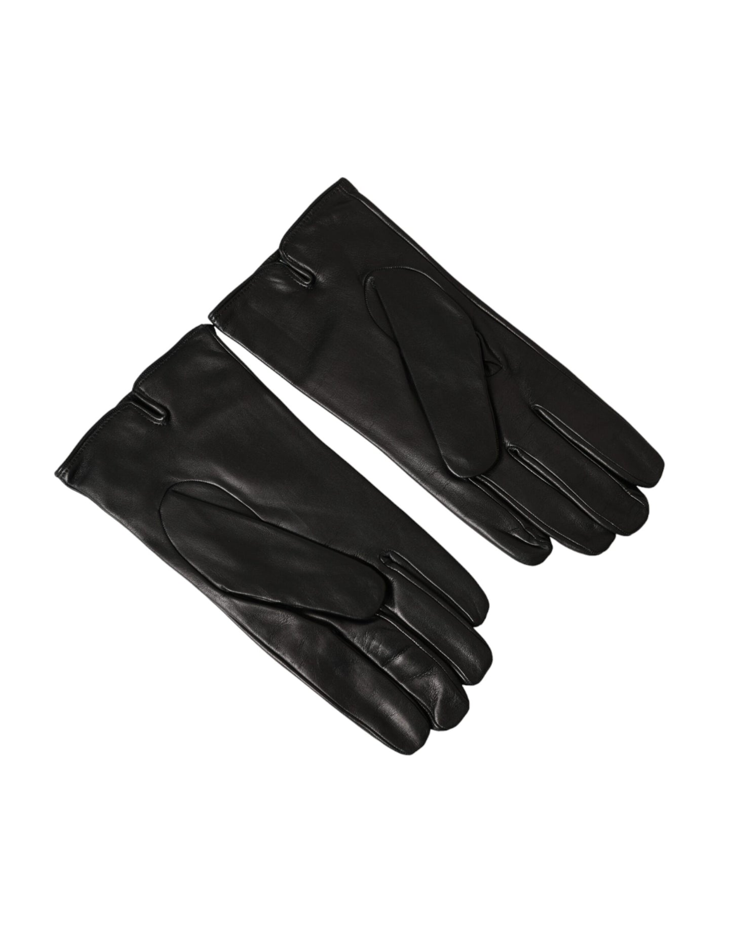 Dolce &amp; Gabbana Guantes de manos cortos con logo en relieve de cuero negro