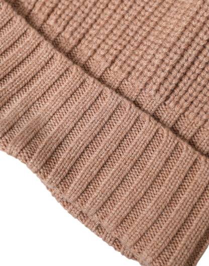 Dolce &amp; Gabbana Gorro de invierno con bola de pelo de punto liso marrón