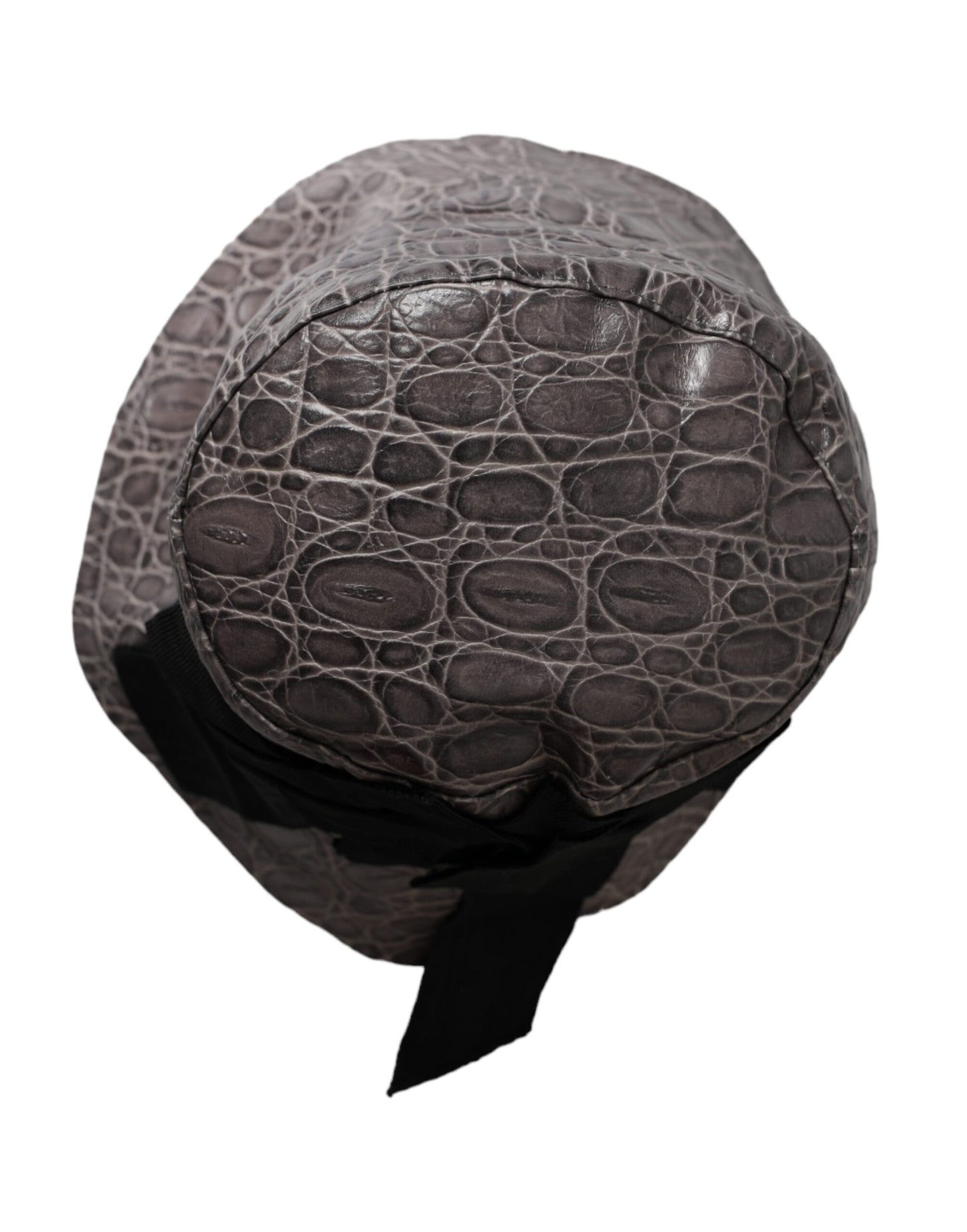 Dolce &amp; Gabbana Sombrero de pescador de cuero estampado negro gris