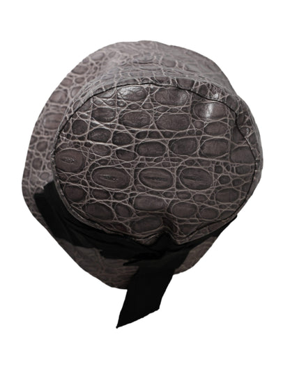 Dolce &amp; Gabbana Sombrero de pescador de cuero estampado negro gris