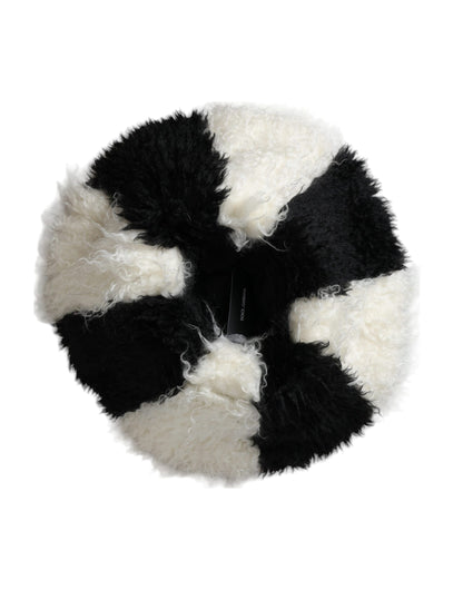 Dolce &amp; Gabbana Gorro de pescador de piel de mohair con rayas blancas y negras