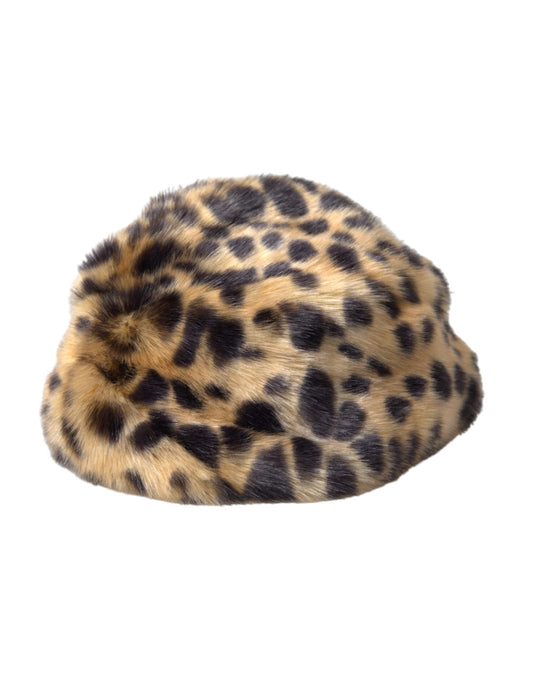 Dolce &amp; Gabbana Sombrero de pescador de mujer de piel de leopardo marrón