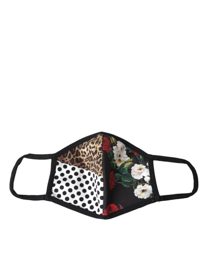 Dolce &amp; Gabbana Mascarilla con tira elástica para las orejas y estampado floral de leopardo multicolor