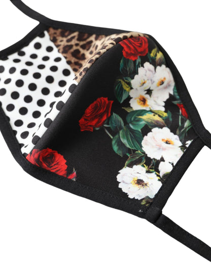 Dolce &amp; Gabbana Mascarilla con tira elástica para las orejas y estampado floral de leopardo multicolor