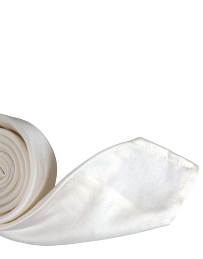 Dolce &amp; Gabbana Corbata ajustable en mezcla de seda blanca Hombre