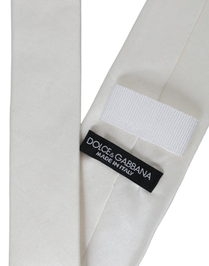 Dolce &amp; Gabbana Corbata ajustable en mezcla de seda blanca Hombre