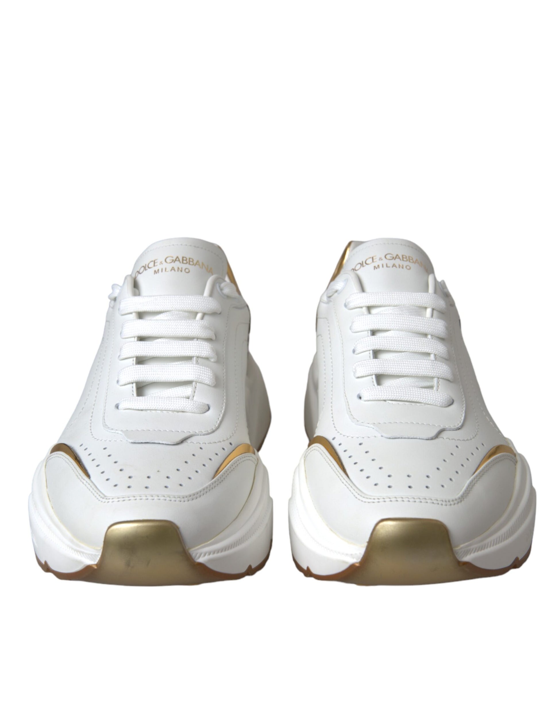 Dolce & Gabbana White Gold DAYMASTER Leather Sneakers Shoes – EU40/US9.5 par Dolce & Gabbana | Disponible sur Sandy Store ByNet