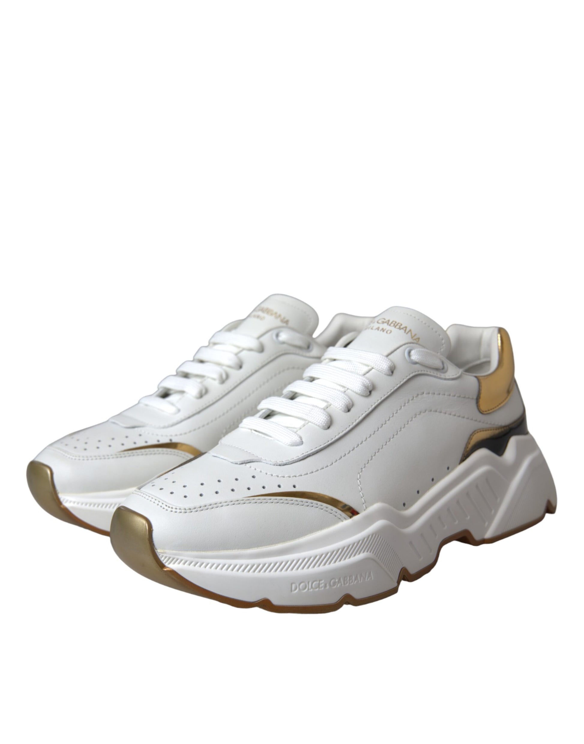 Dolce & Gabbana White Gold DAYMASTER Leather Sneakers Shoes – EU40/US9.5 par Dolce & Gabbana | Disponible sur Sandy Store ByNet