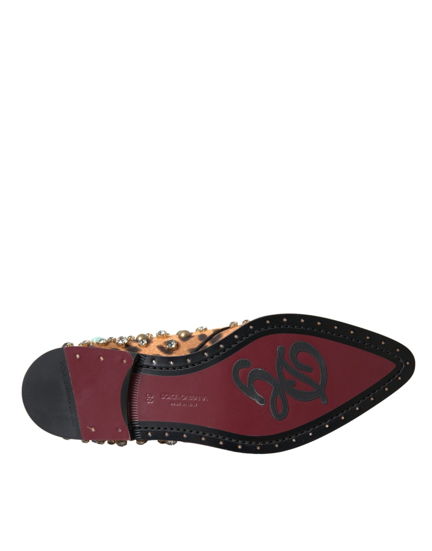 Dolce &amp; Gabbana Zapatos Broque De Vestido Con Cristales Y Pelo De Leopardo Marrón