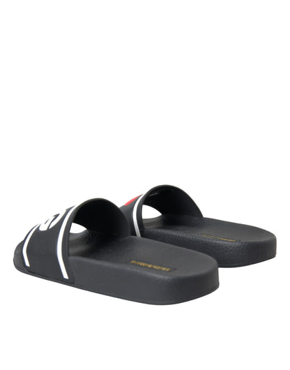 Dolce &amp; Gabbana Sandalias I Love D&amp;G de cuero negro Zapatos tipo chanclas