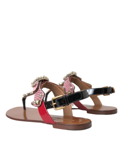 Dolce &amp; Gabbana Sandalias con cristales multicolores Chanclas Zapatos