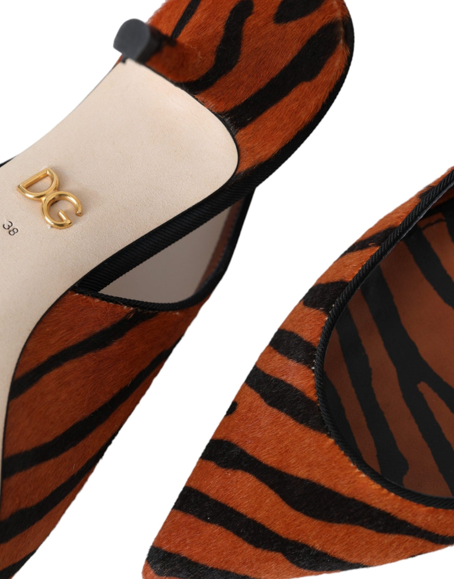 Dolce &amp; Gabbana Zapatos destalonados de piel de cebra en negro y naranja