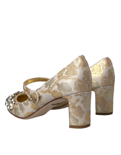 Dolce &amp; Gabbana Zapatos de tacón Mary Janes con cristales en jacquard dorado