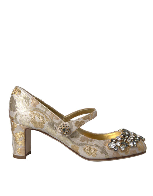 Dolce &amp; Gabbana Zapatos de tacón Mary Janes con cristales en jacquard dorado