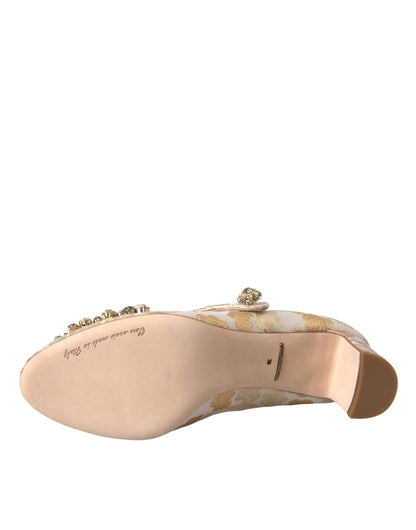Dolce &amp; Gabbana Zapatos de tacón Mary Janes con cristales en jacquard dorado
