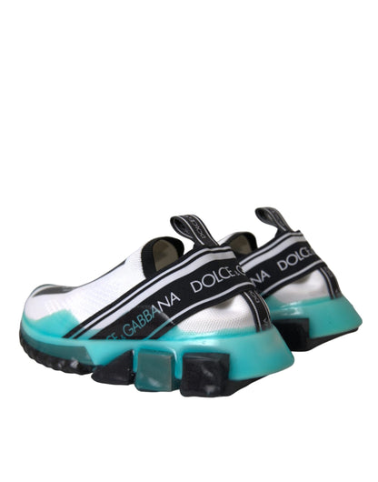 Dolce &amp; Gabbana Negro Blanco Azul Slip On Sorrento Zapatillas Zapatos