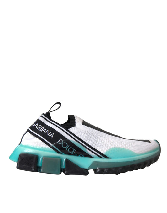Dolce &amp; Gabbana Negro Blanco Azul Slip On Sorrento Zapatillas Zapatos