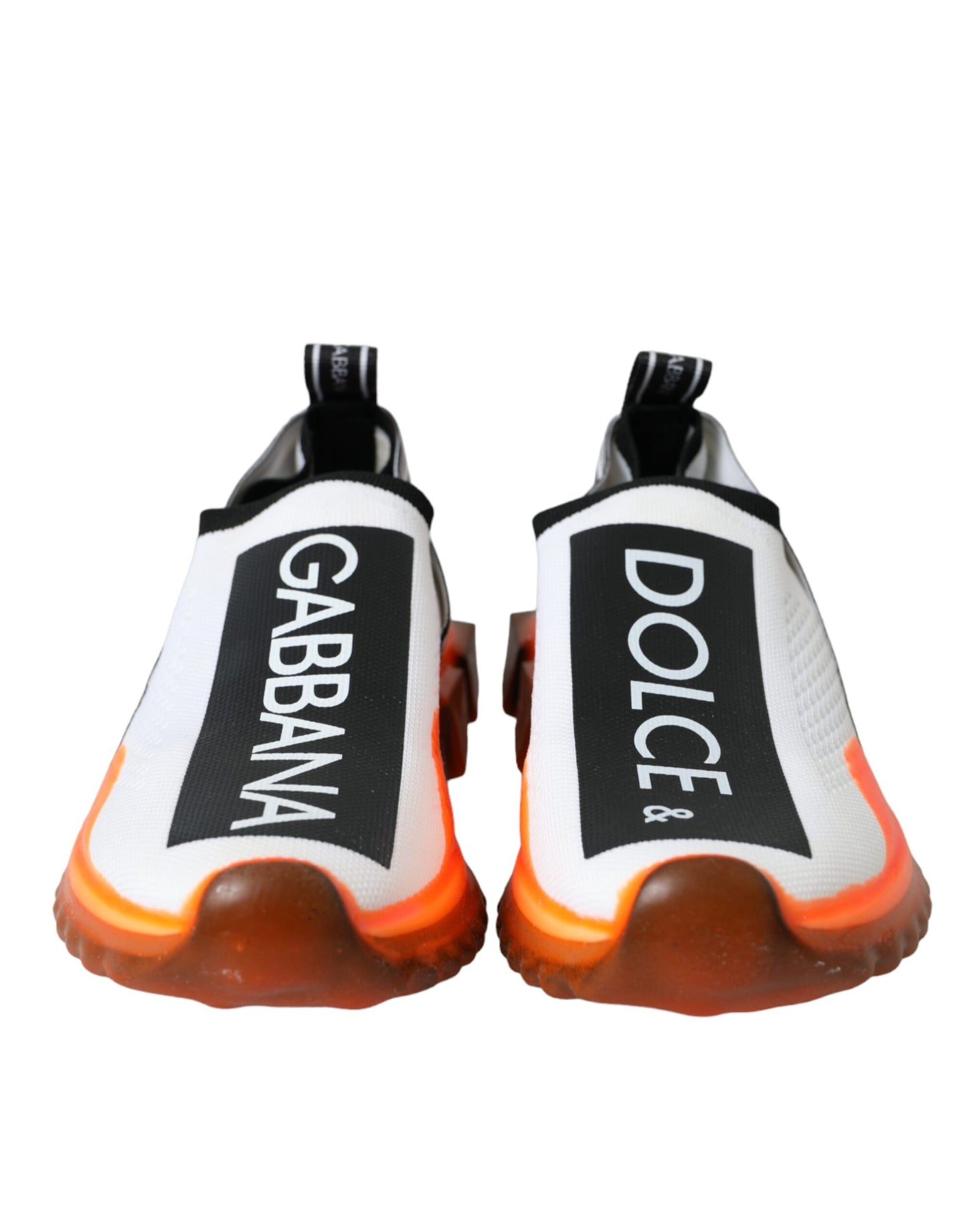 Dolce &amp; Gabbana Negro Blanco Naranja Slip On Sorrento Zapatillas Zapatos